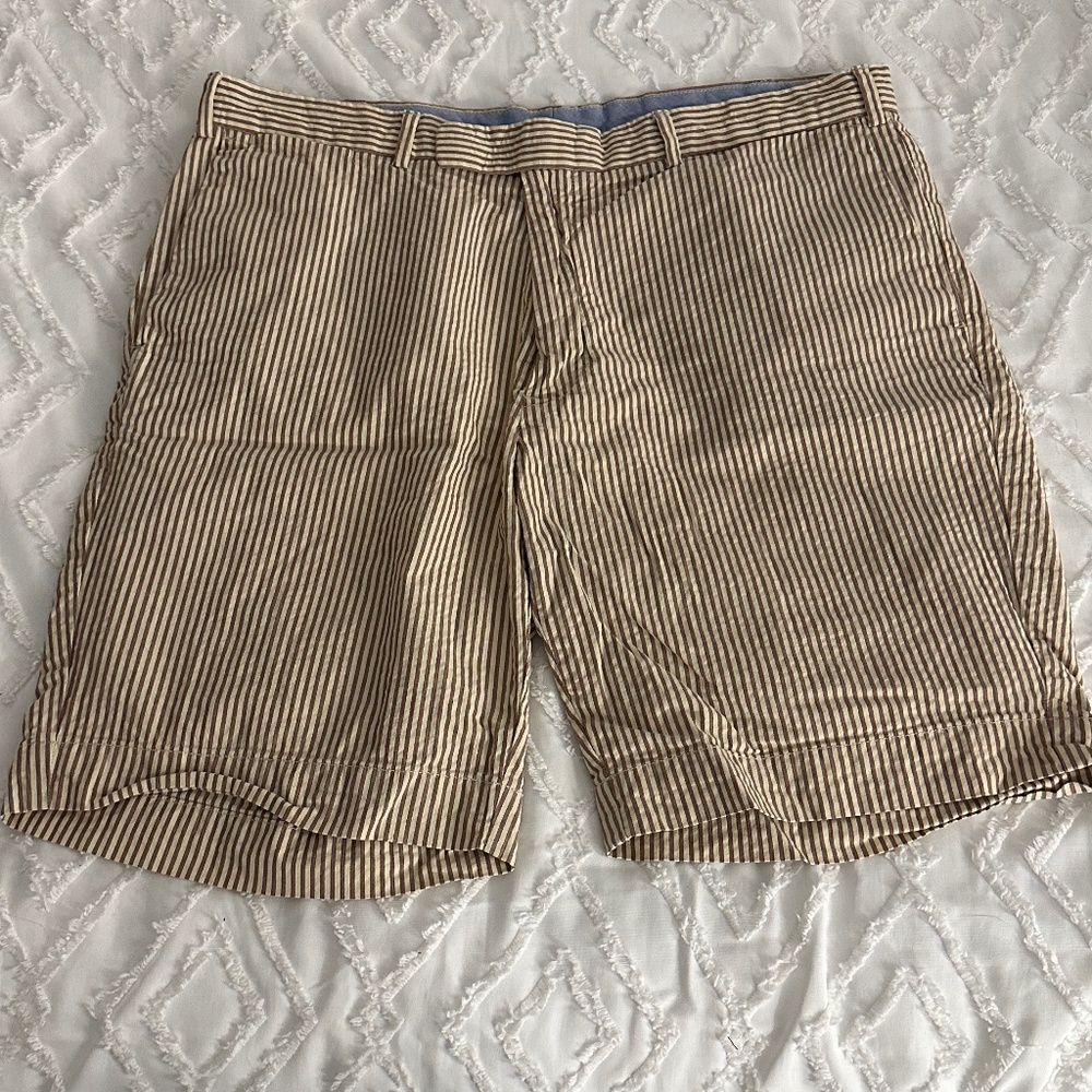 Polo Ralph Lauren Brown and Creme seersucker shorts size 36